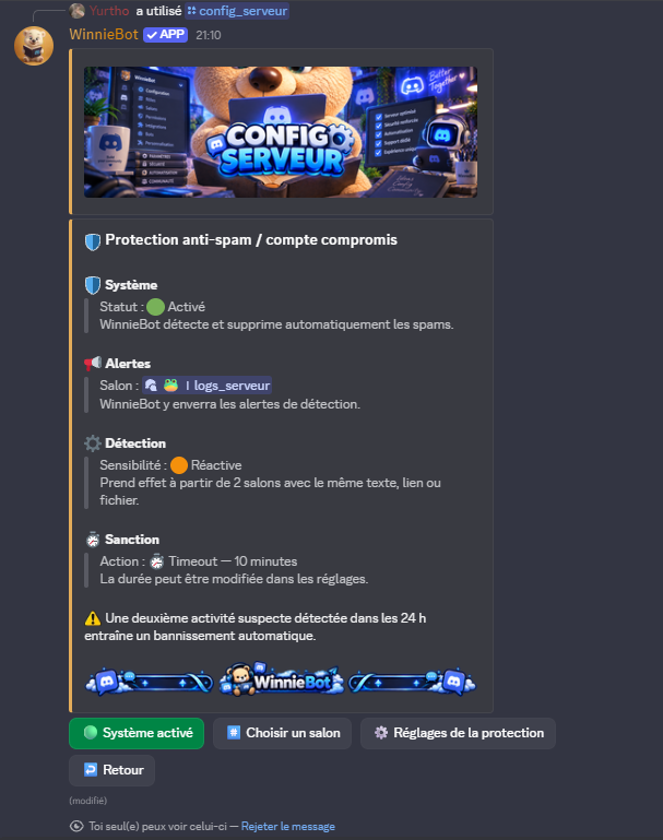 Panneau de configuration de la protection et de la modération dans Discord
